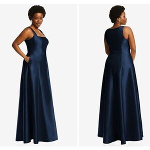 ALFRED SUNG Deep Blue Formal Maxi Dress